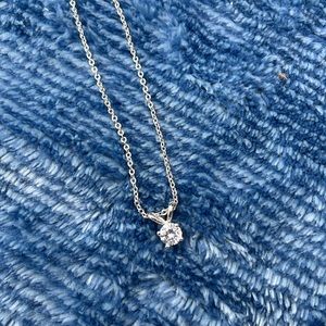 Cubic zirconia pendant silver tone necklace